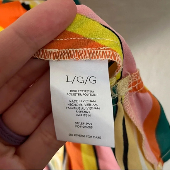 CAbi Tank Top Women's Large Skip Colorful Stripe Flounce Hem Summer Rainbow 5979 - Picture 8 of 8